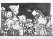 Afarin Sajedi, Carnival part II, 29 x 42 cm, graphite on paper, Dorothy Circus Gallery