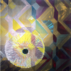 Lee Essex Doyle, Sorrento, 2023. Mixed media on paper mounted on aluminum, 12 x 12 inches. Courtesy of the artist and Childs Gallery