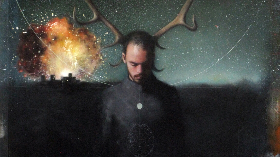 Sanjin Cosabic, Jérémy - le sixième Secret (detail), 2015, Huile, peinture UV invisible, peinture phosphorescente PHU2K et peinture thermochromique sur toile, 162 x 130 cm, Collection particulière, Courtesy de l’artiste