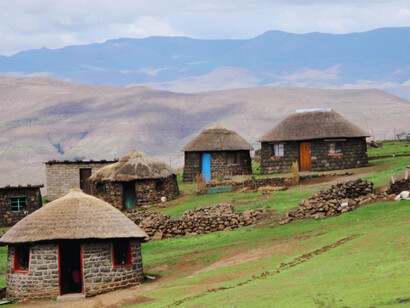 Lesotho's traditional huts, called rondavels, serve as homes for Basotho people in rural areas and are cultural symbols