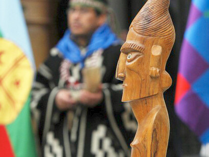 Tótem representativo del pueblo mapuche, nación originaria del territorio chileno