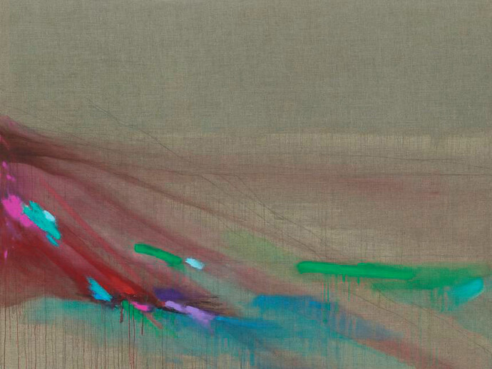 Agathe de Bailliencourt, Paysage 6, 2012, 67 x 86.7 inches, Acrylic, pastel and pencil on raw linen