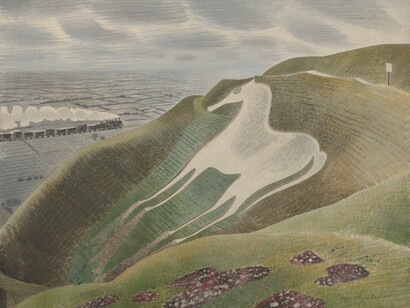 Eric Ravilious, The Westbury Horse, 1939, Watercolour and pencil on paper, Private Collection