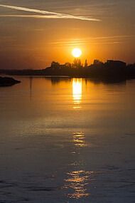Sunset over Sir-Darya River, Uzbekistan