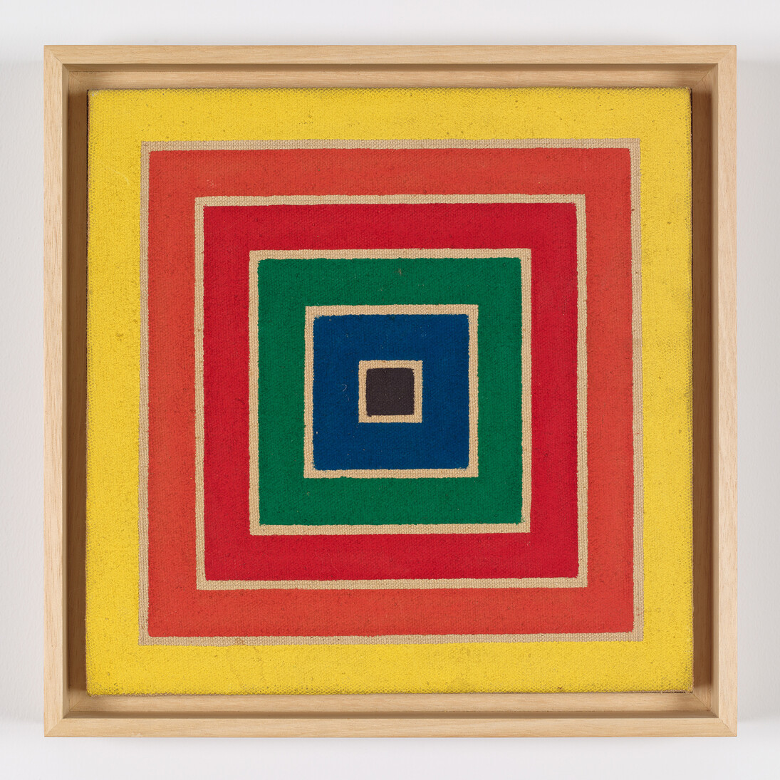 Frank Stella, Concentric Square, 1961, Acrylic on canvas 8 1/4 x 8 1/4 inches (21 x 21 cm), Fluorescent alkyd on canvas © 2014, Frank Stella / Artists Rights Society (ARS), New York. Photo Credit: Tom Powell. Courtesy Dominique Lévy Gallery, New York.