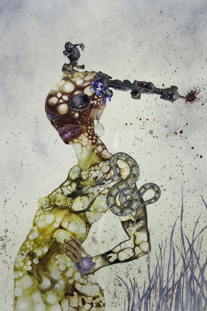 Wangechi Mutu, That's My Death Mask You're Wearing, 2004. Collection Museum of Contemporary Art Chicago, gift of Sara Szold. Photo: Nathan Keay, © MCA Chicago.