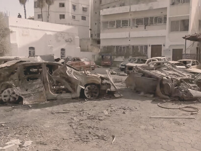 Consecuencias de la explosión del hospital árabe Al-Ahli, Franja de Gaza, donde más de 45.000 personas han sido masacradas en la guerra de represalia de Israel tras los ataques de Hamas