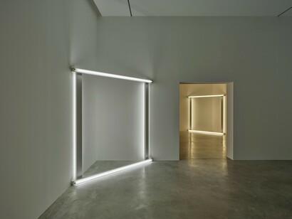 Dan Flavin, European couples, exhibition view. Courtesy of Gagosian Gallery