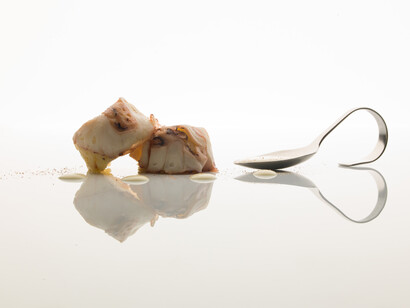 Tortino di Patate Aspromontane, Polipo verace e fonduta di Caciocavallo di Ciminà - Crediti ph: Stefano Mileto