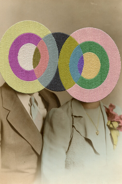 Julie Cockburn, Honeymoon Period 3, 2014, Hand embroidery on found photograph, 25.3 cm x 20.2 cm, © Julie Cockburn, Courtesy of Flowers Gallery London and New York