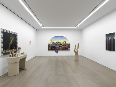 Installation view of Genesis Belanger & Emily Mae Smith:
A Strange Relative
Photo by Dario Lasagni. Photo courtesy of the artists and Perrotin.