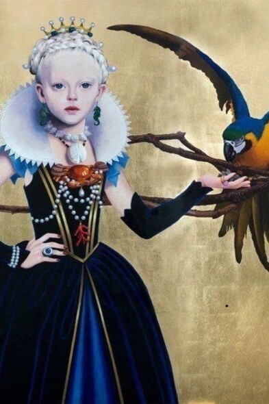 Titti Garelli, Regine gotiche. Fascinosa nutre i suoi pappagalli, dettaglio