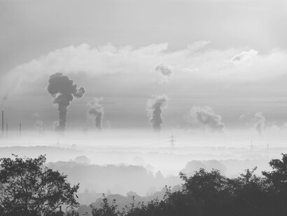 Polluting smoke rises up to the sky. Fossil fuels are still the biggest polluters of the environment