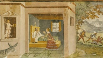 "Gabrina tenta di sedurre Filandro", Vincenzo e Michele de Barberis, XVI secolo. Palazzo Besta, salone d’onore
