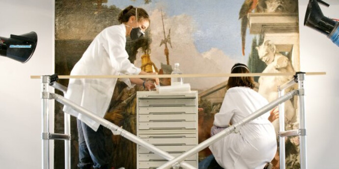 Restauración y estudio técnico de La muerte de Jacinto, de Tiepolo. Courtesy of Museo Nacional Thyssen-Bornemisza