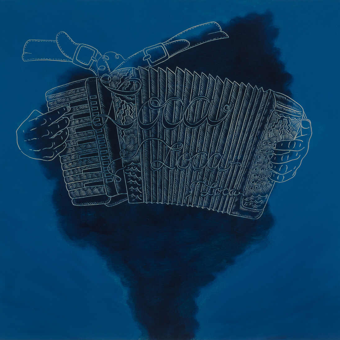 Ricky Armendariz, Loca Loca Loca, oil on carved plywood, 24 x 24 inches, 2014