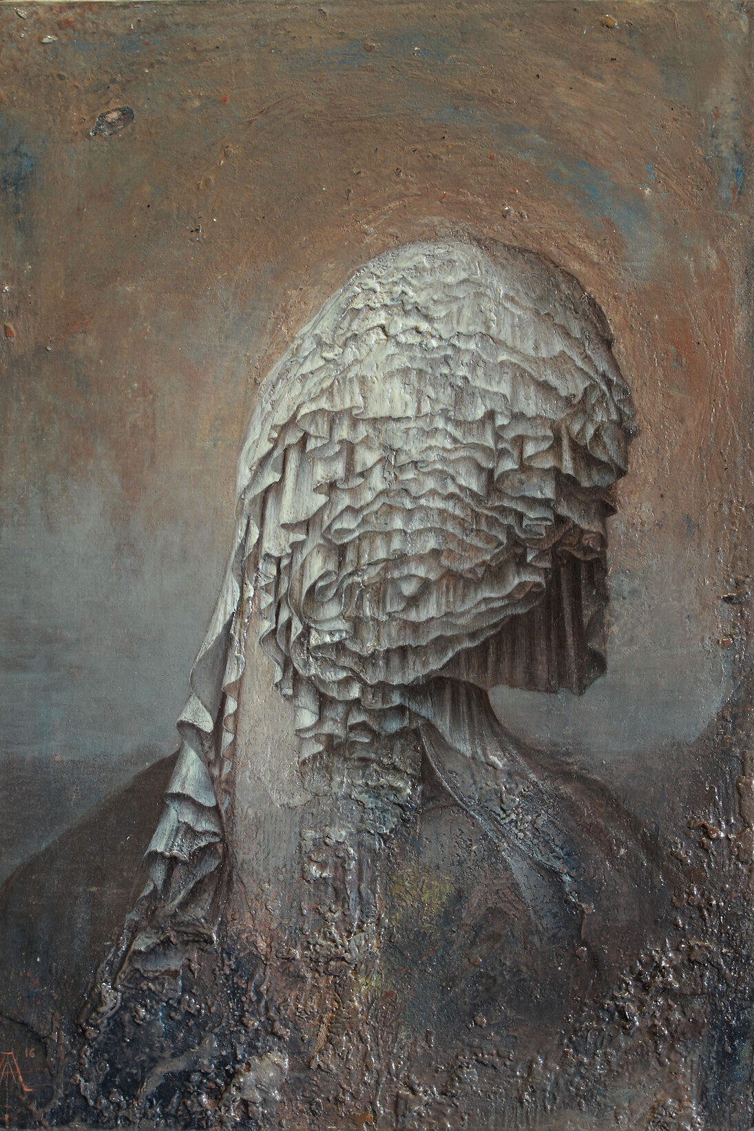 Agostino Arrivabene, Hospes comesque corporis (ospite e ornamento del corpo), 2016, olio su legno, cm 35x25. Courtesy of MAC