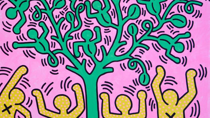 Keith Haring, Tree of Life, 1985, Acrilico su tela 152,5 x 152,5 cm Collezione privata © Keith Haring Foundation
