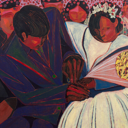 Baran Shafiey, Untitled (Wedding ceremony scene) (detail), 2024. Courtesy of Leila Heller Gallery