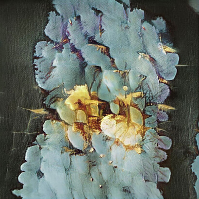 Ornella Fieres, Postcards to M / GAN3, 2020, Two piece voile curtain, 118 x 118 inches (300 x 300 cm), Unique