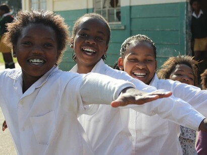 South African children, playing and having fun outside school