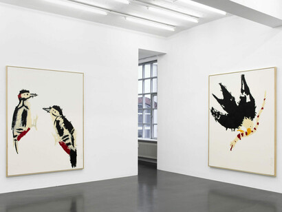 Andi Fischer, Enorm viele Vögel fliegen, Ausstellungsansicht. Mit freundlicher Genehmigung von Sies + Höke