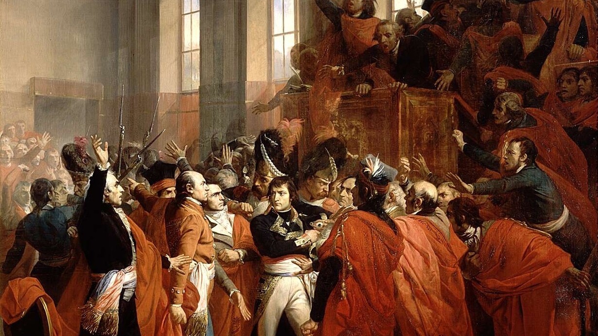 El 18 de Brumario visto por François Bouchot (1800-1842): «El General Bonaparte y el Consejo de los Quinientos en Saint-Cloud el 10 de noviembre de 1799» 