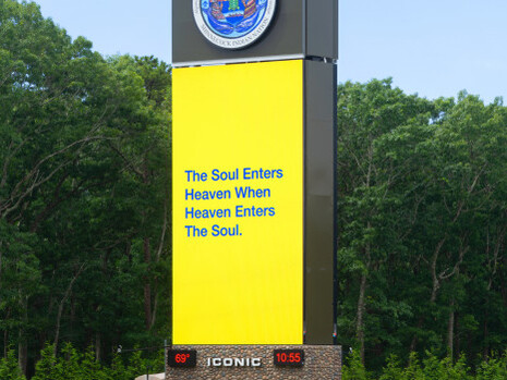 Tony Cokes, DFAI.07 (detail), 2023. © Tony Cokes. Photo: Bill Jacobson Studio, New York. Courtesy of Dia:Bridgehampton
