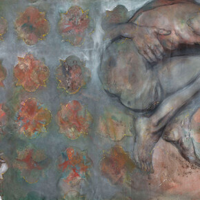 Alessandra Di Francesco, Srotolando, 2015, olio su tela, 100 x 160 cm