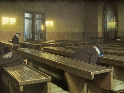 'Día de fiesta en el hospicio Trivulzio en Milán' (1892), Angelo Morbelli