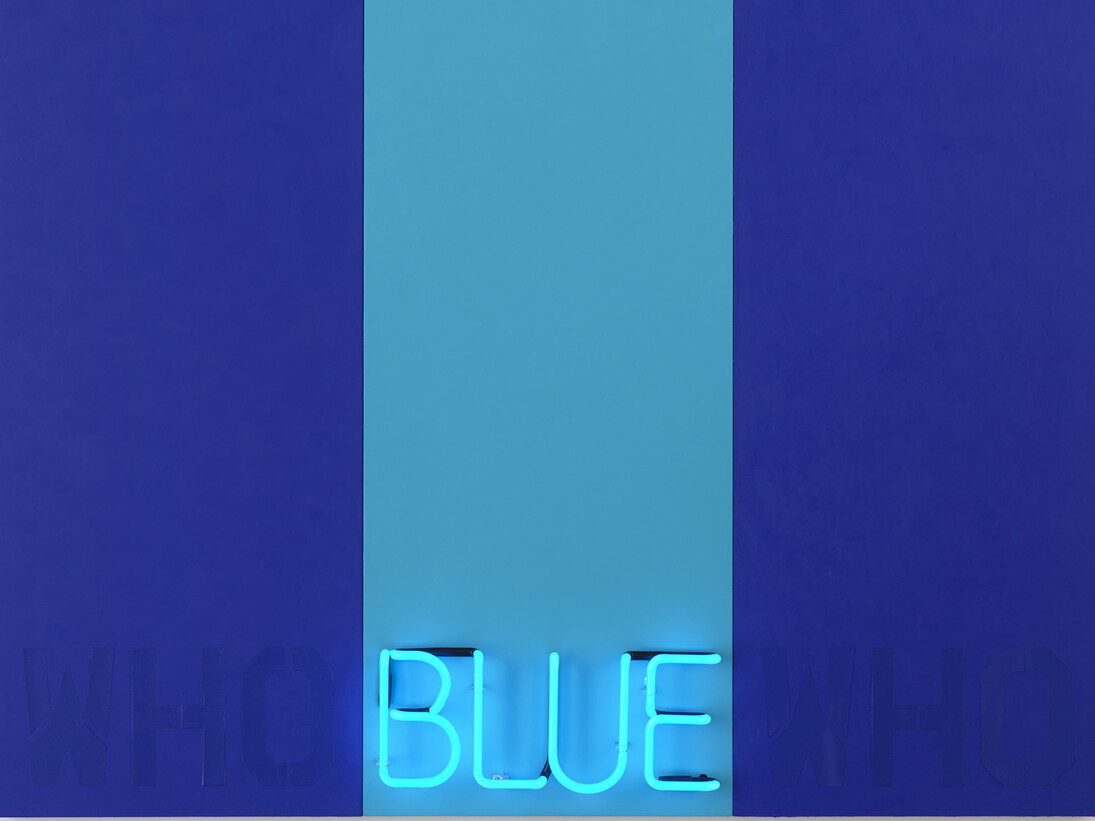Deborah Kass, Blue #2, 2015, mixed media, 72 x 72 inches, 182.9 x 182.9 cm
