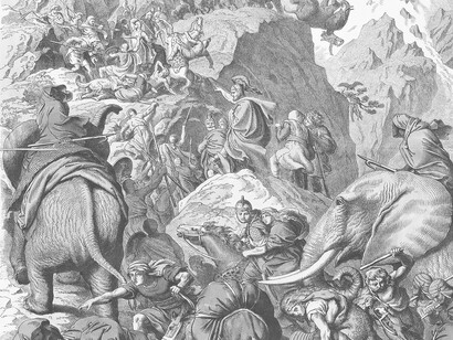 Heinrich Leutemann; Los cartagineses: la travesía de los Alpes por Aníbal, 1866 (detalle)