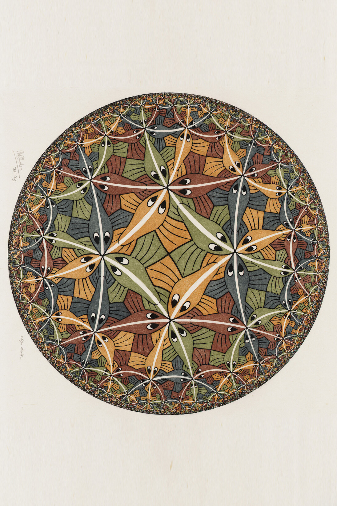 M.C. Escher, Circle Limit III, 1959, Woodcut, Diameter 41.5cm, Gemeentemuseum Den Haag. All M.C. Escher works copyright © The M.C. Escher Company B.V. -Baarn-the Netherlands. All rights reserved. www.mcescher.com