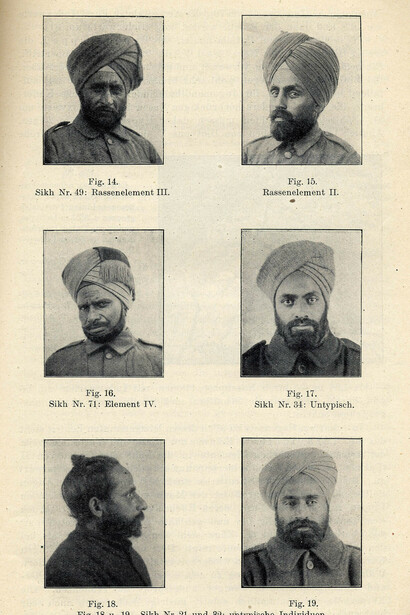 A listing of captive Sikh soldiers who underwent a study into their racial origins by German scientists, c. 1918. (Source: UKPHA Archive)