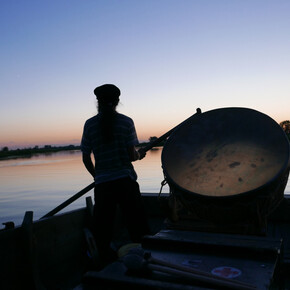 Agnieszka Brzeżańska, OBV, 2015,  hand-painted Taiko drum, 82 × 73 × 35 cm © the artist, Courtesy of Marlborough Contemporary. Photo: Szymon Roginski 