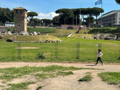 Sara Terracina jogging at Circus Maximus in Rome