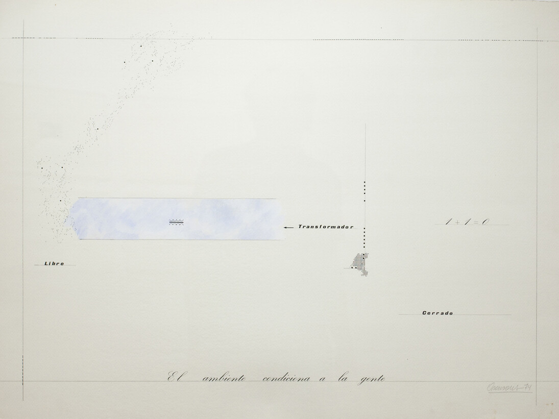 Marie Orensanz, El Ambiente Condiciona A La Gente, 1974. M/M Acrylic Pencil On Paper, 19.68” X 27.56” (50 X 70cm)