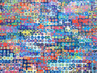 Phil Dobson, Medium Crowd, Acrylic on board, 50 x 60 cm, © ArtMoorHouse 

