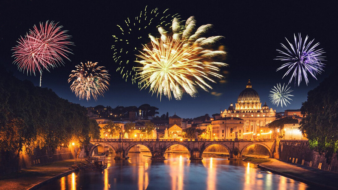 Celebración del año nuevo en Roma, Italia