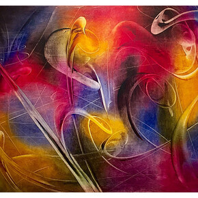 Judit Reigl, Broyage du Vide, June 1954, Oil on canvas, 30 3/8 x 39 inches (77.2 x 99.1cm), Signed on recto & verso / Dated on verso