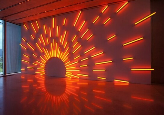 Mark Handforth, Western Sun, 2004
Fluorescent lights and fixtures. Dimensions variable, Collection Pérez Art Museum Miami, museum purchase with funds provided by   PAMM´s Collectors Council © Mark Handforth Photo credit: Nancy Watson