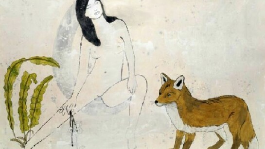 Ankalina Dahlem, Girl, Fox, Blood Rose, 2011 - Vinyl/Canvas 60cm X 70cm