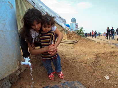 Refugiados sirios en un campo de refugiados en Líbano