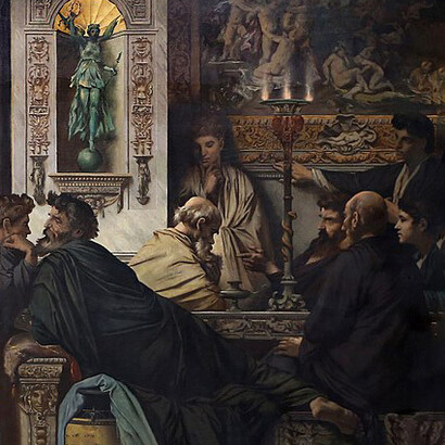 Il simposio (da Platone), dipinto di Anselm Feuerbach, (1871-74). Particolare