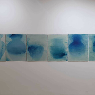 Leila Mirzakhani, Mille vasi silenziosi e parlanti, acrilico
su legno, 63x61 cm cad., 2019.