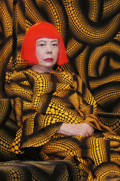 Kusama with Yellow tree / living room at the Aichi Triennale, 2010. Courtesy of Fondation Beyeler