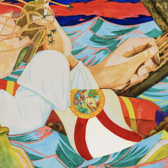 Mark Thomas Gibson, Conspirators at sea (detail), 2025. Courtesy of Tang Museum