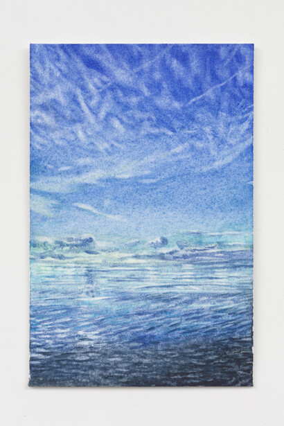 Julia Felsenthal, Glassy Bay, Miniature, watercolor and gouache on paper, 4x6 inches, photo by Stan Narten. Courtesy of the artist and JDJ