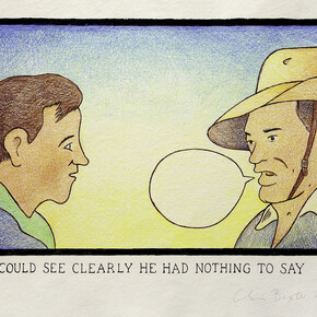 Glen Baxter, I could see clearly he had nothing to say, 2014, Ink and crayon on paper, 60 x 80 cm / 23 5/8 x 31 1/2 in, Courtesy of Flowers Gallery, London and New York