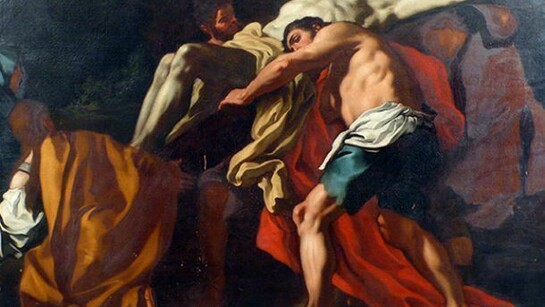 Francesco De Mura, Elevazione della Croce, olio su tela, 127 × 180 cm, Gerusalemme, Basilica del Santo Sepolcro, Cappella di Sant’Elena
